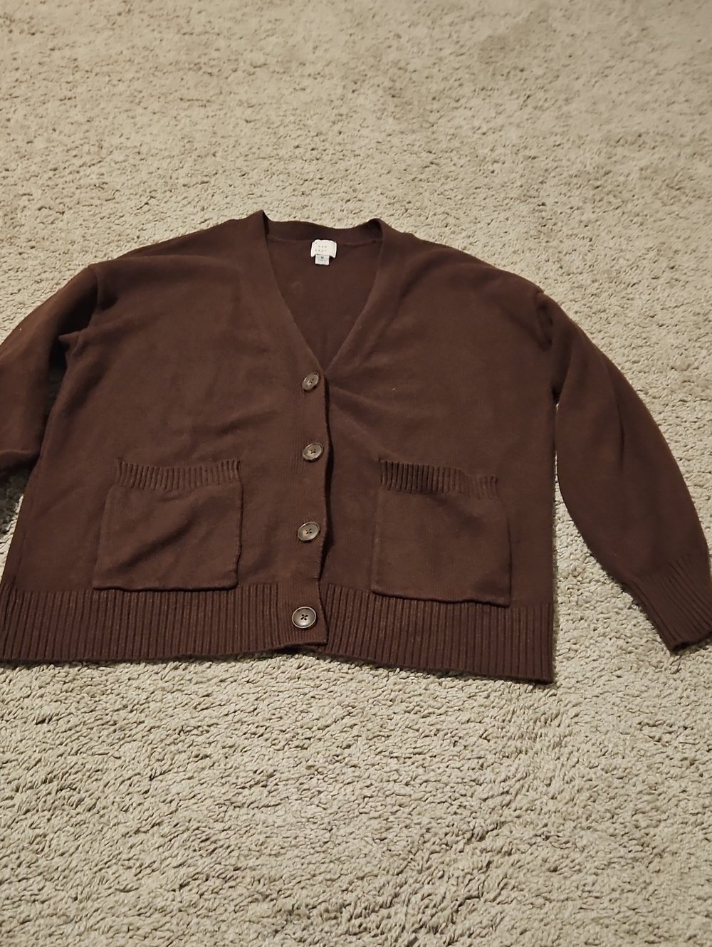 a new day Brown V-Neck Button Front Pocket Cardigan